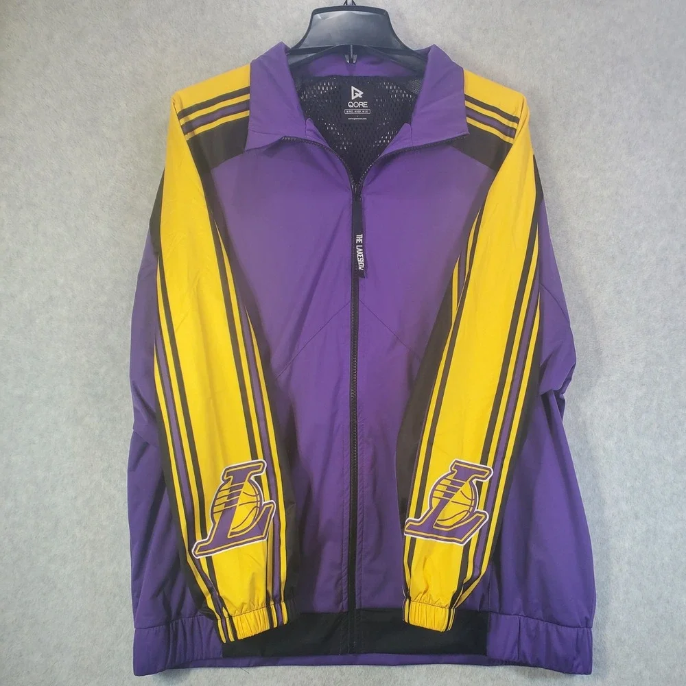 Los Angeles Lakers Jacket Womens Large NBA‎ Basketball Windbreaker Qore